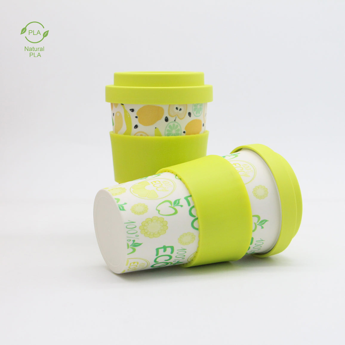 Corndrop Coffee Cup - PLA- Eco Friendly-Biodegradable 380ml - Lime 2pc