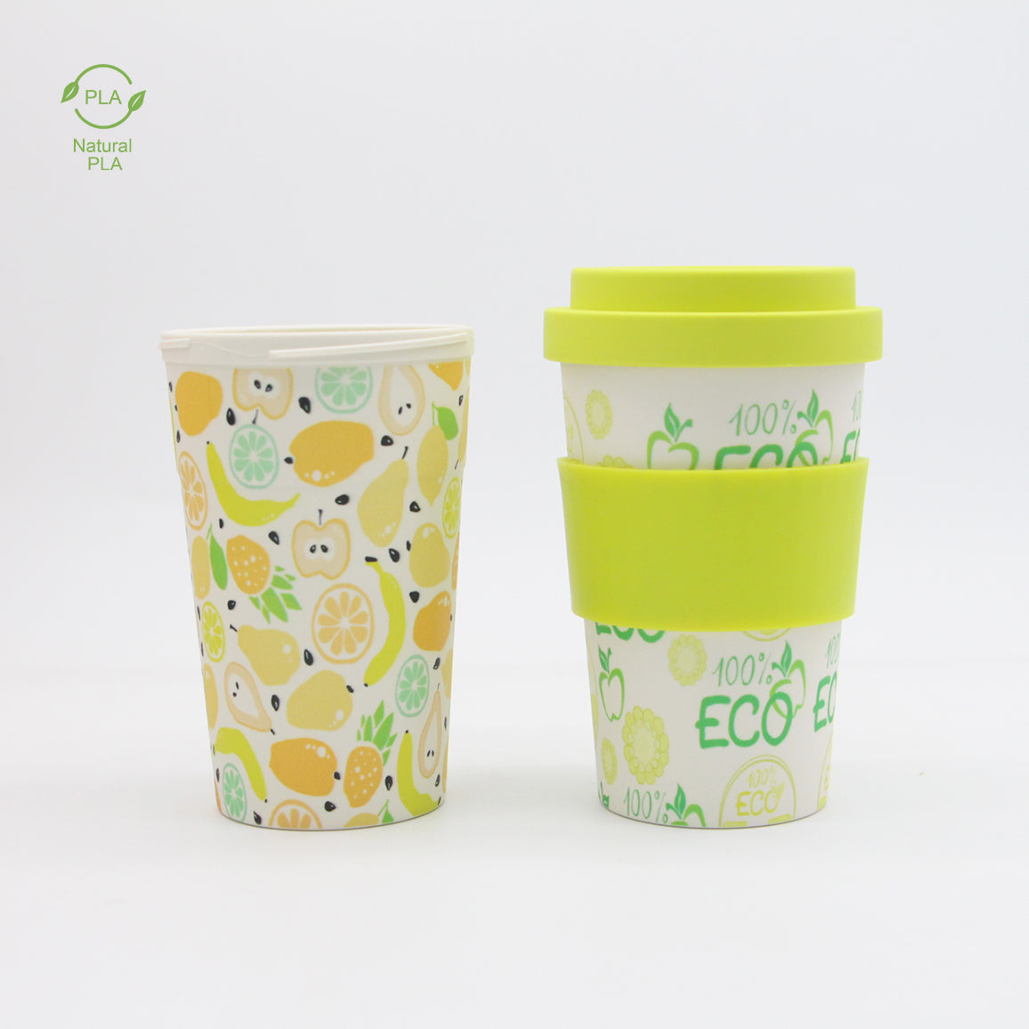 Corndrop Coffee Cup - PLA- Eco Friendly-Biodegradable 380ml - Lime 2pc