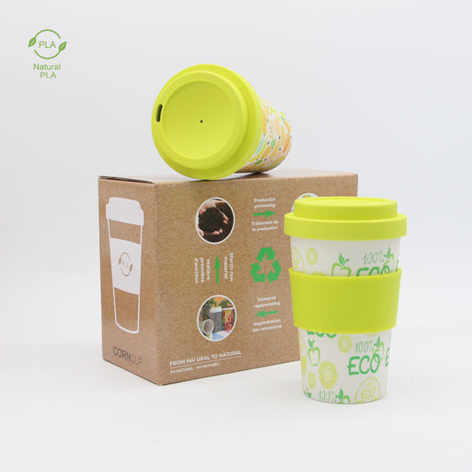 Corndrop Coffee Cup - PLA- Eco Friendly-Biodegradable 380ml - Lime 2pc